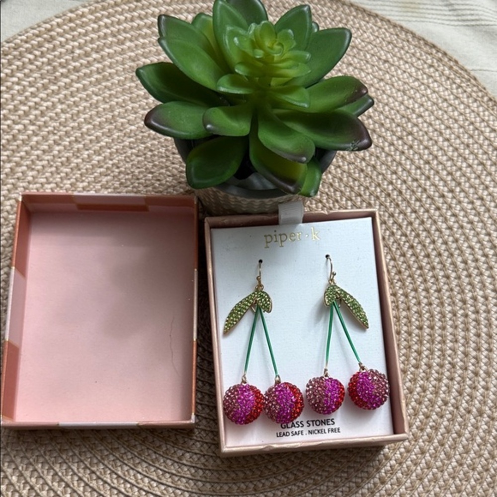 PIPER K 🔥 Cherry Crystal Dangle Earrings